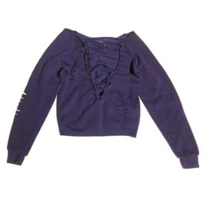 Kids RILEY Boutique Brand Dennys Lesters Corset Distressed Purple Sweatshirt